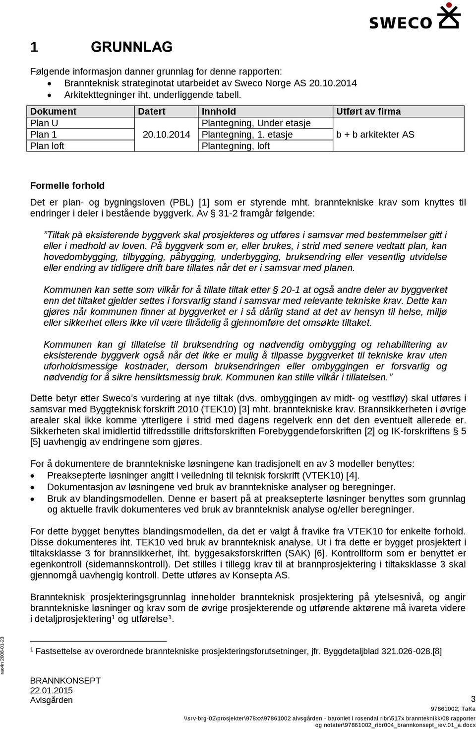 etasje b + b arkitekter AS Plan loft Plantegning, loft Formelle forhold Det er plan- og bygningsloven (PBL) [1] som er styrende mht.