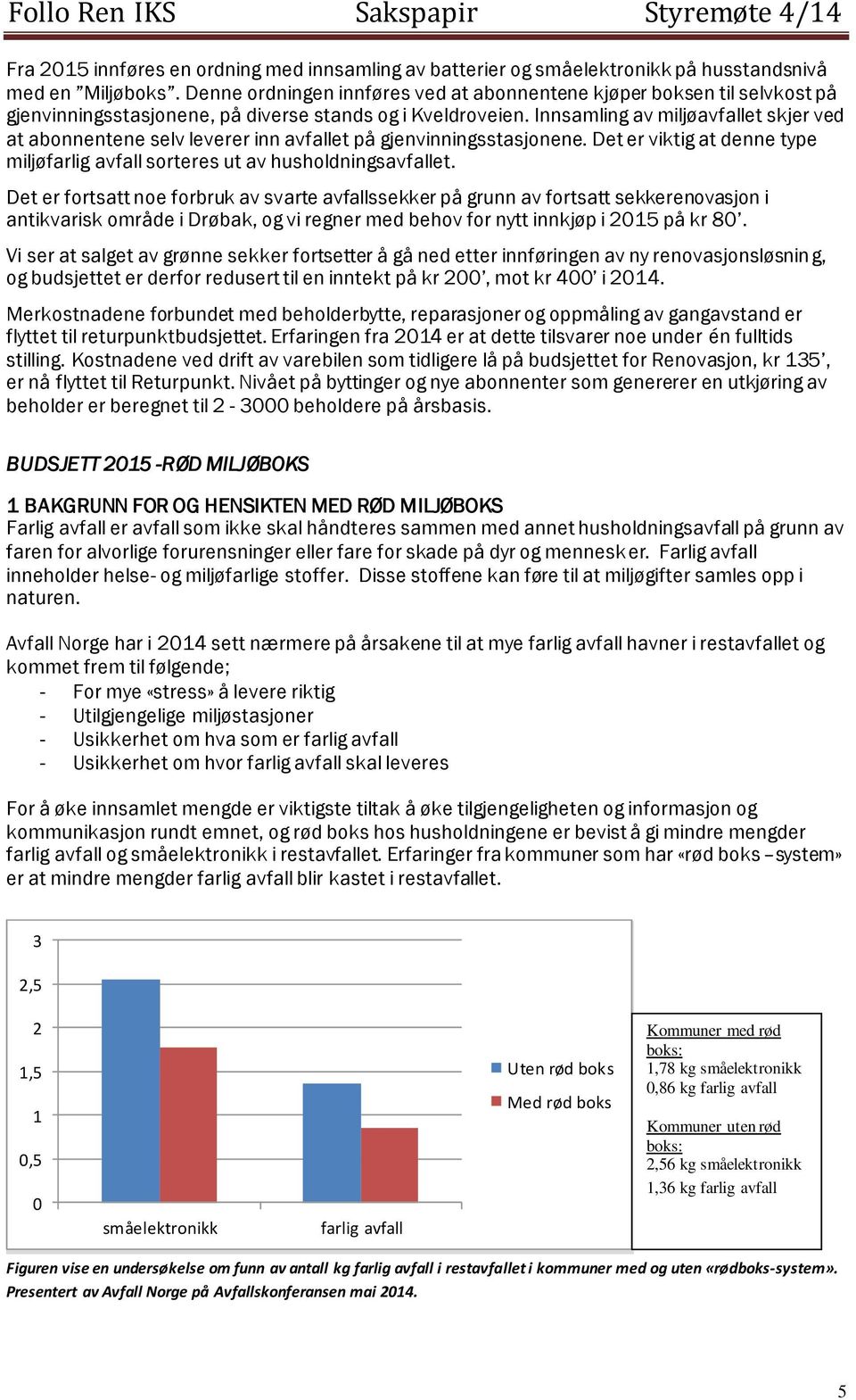 Innsamling av miljøavfallet skjer ved at abonnentene selv leverer inn avfallet på gjenvinningsstasjonene. Det er viktig at denne type miljøfarlig avfall sorteres ut av husholdningsavfallet.