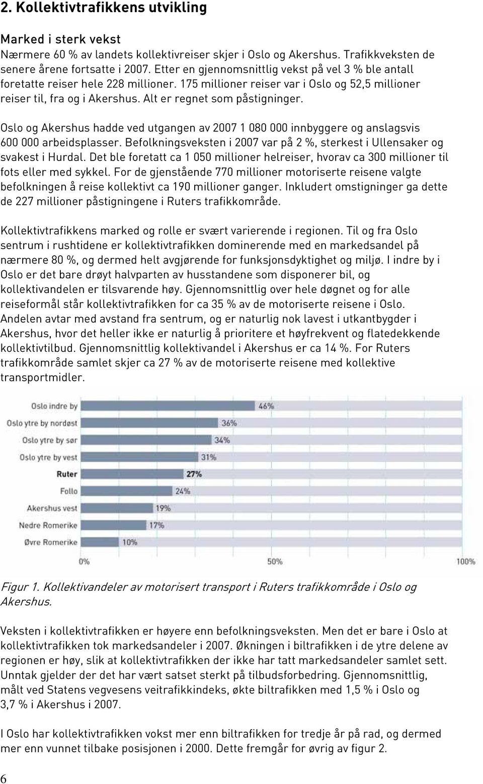 Alt er regnet som påstigninger. Oslo og Akershus hadde ved utgangen av 2007 1 080 000 innbyggere og anslagsvis 600 000 arbeidsplasser.