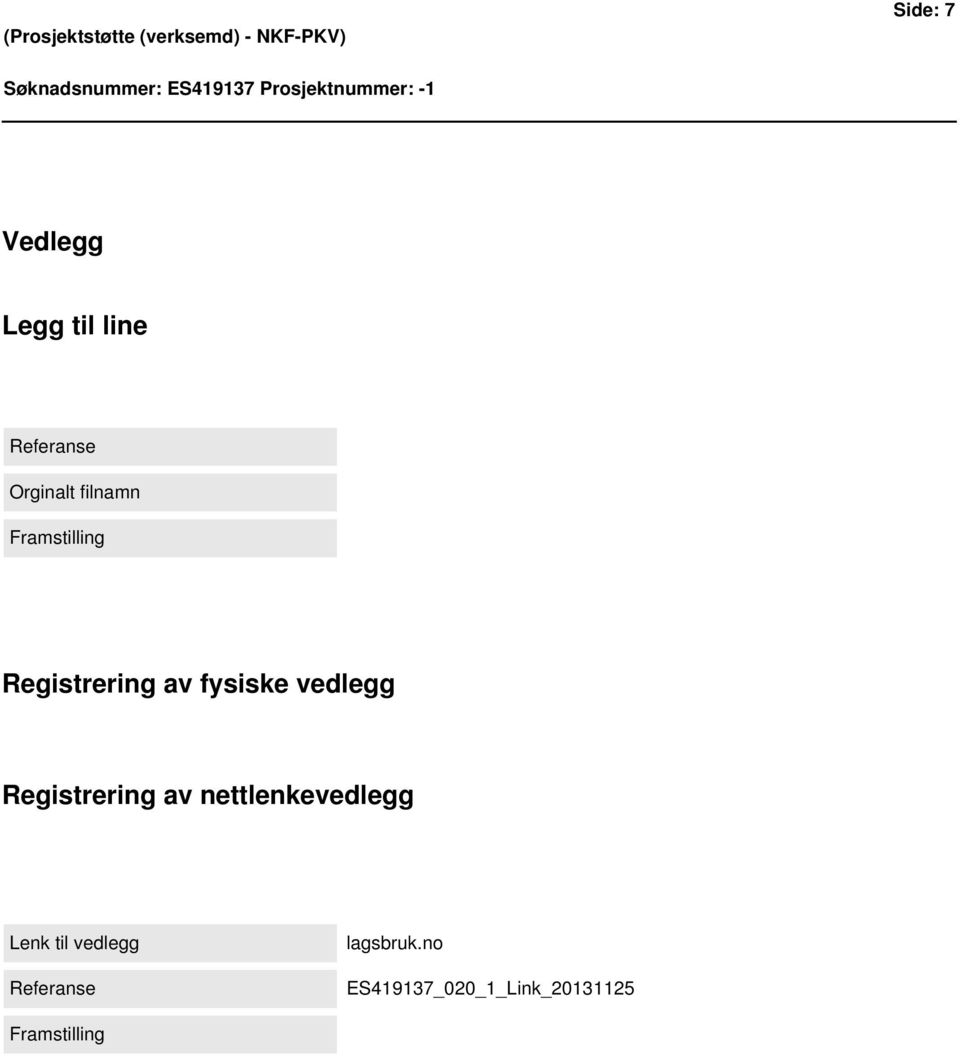 Registrering av nettlenkevedlegg Lenk til vedlegg