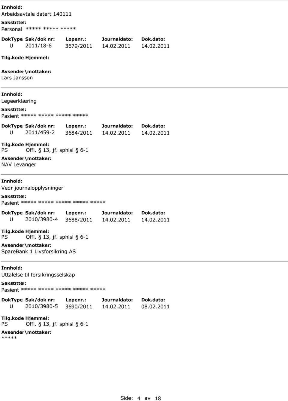 ***** ***** ***** 2010/3980-4 3688/2011 SpareBank 1 Livsforsikring AS ttalelse til