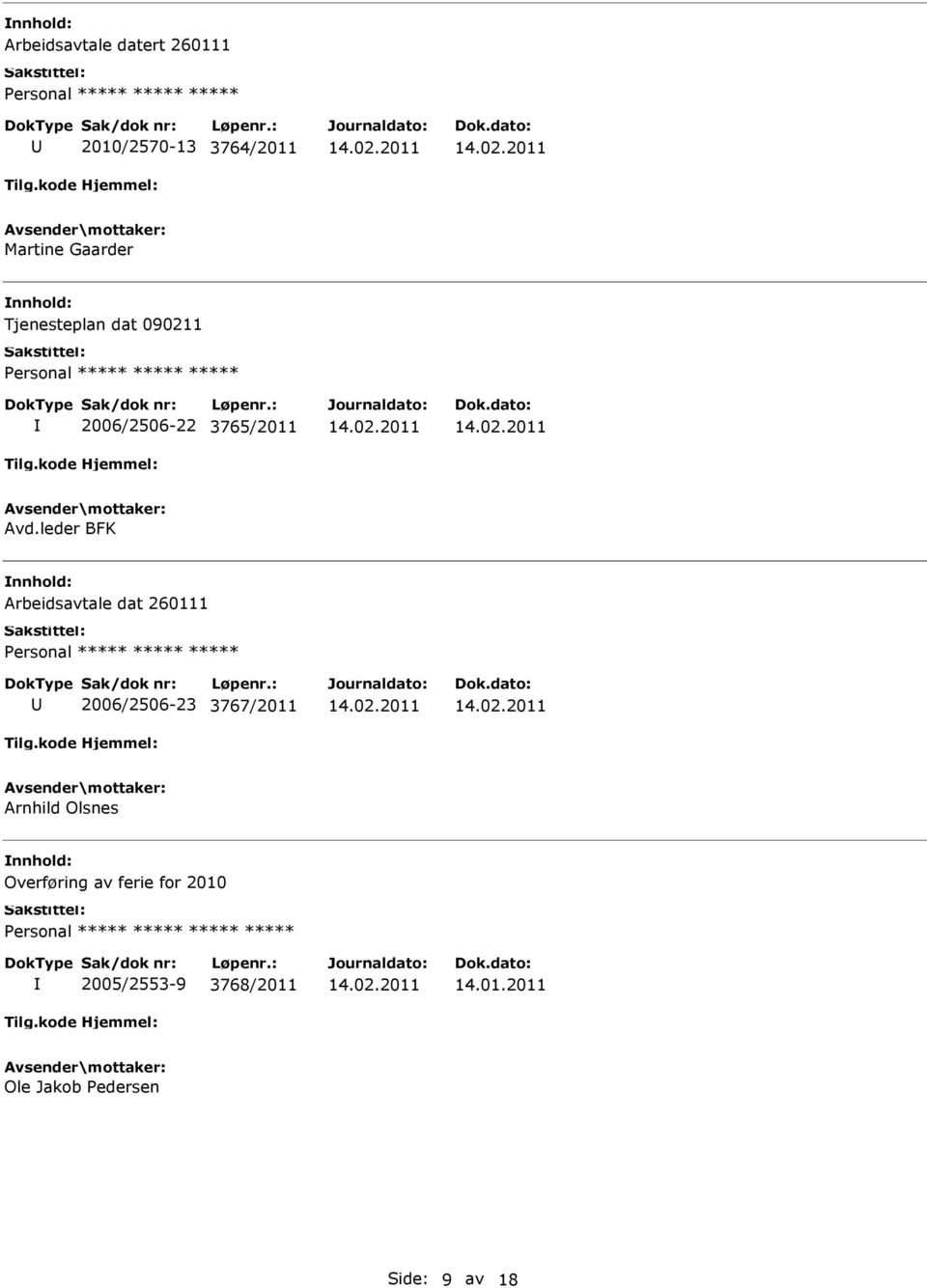 leder BFK Arbeidsavtale dat 260111 2006/2506-23 3767/2011 Arnhild Olsnes