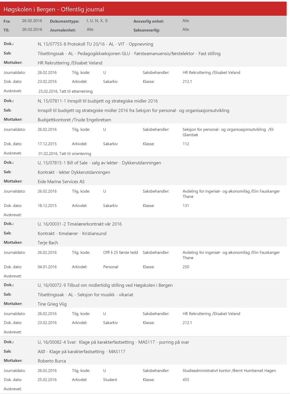 2016, Tatt til etterretning N, 15/07811-1 Innspill til budsjett og strategiske midler 2016 Innspill til budsjett og strategiske midler 2016 fra Seksjon for personal- og organisasjonsutvikling