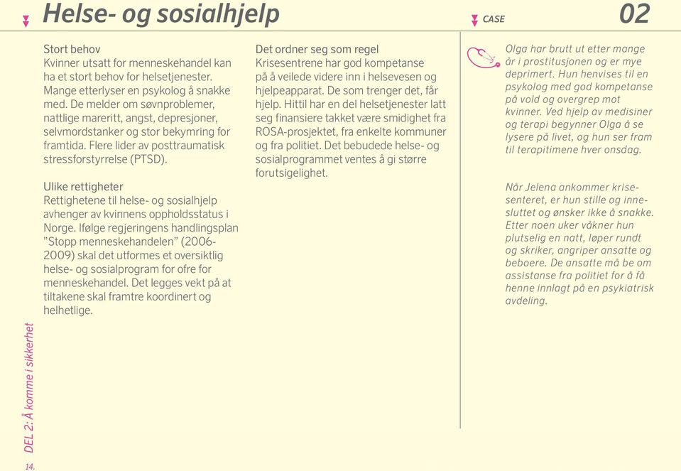 Ulike rettigheter Rettighetene til helse- og sosialhjelp avhenger av kvinnens oppholdsstatus i Norge.