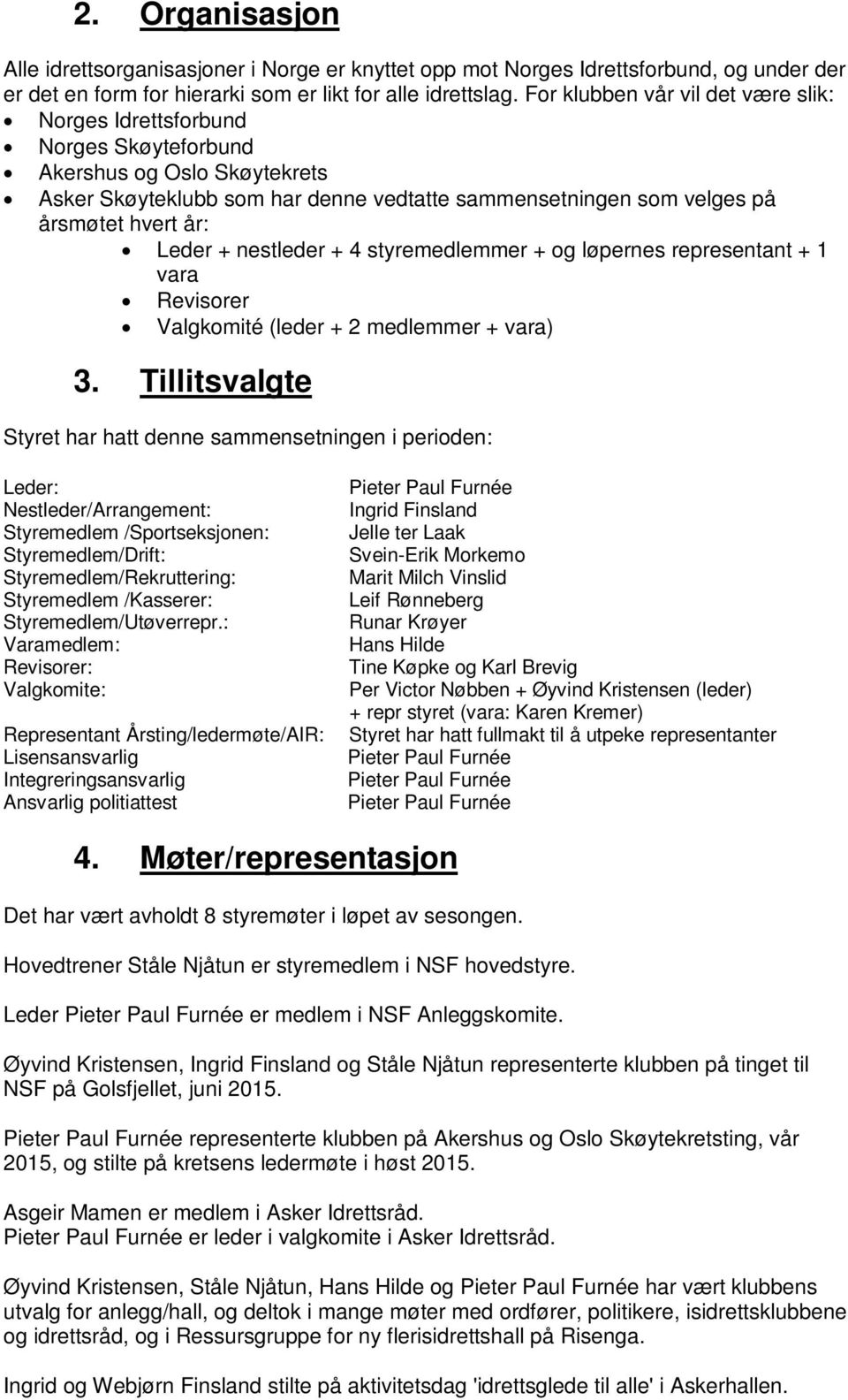 Leder + nestleder + 4 styremedlemmer + og løpernes representant + 1 vara Revisorer Valgkomité (leder + 2 medlemmer + vara) 3.