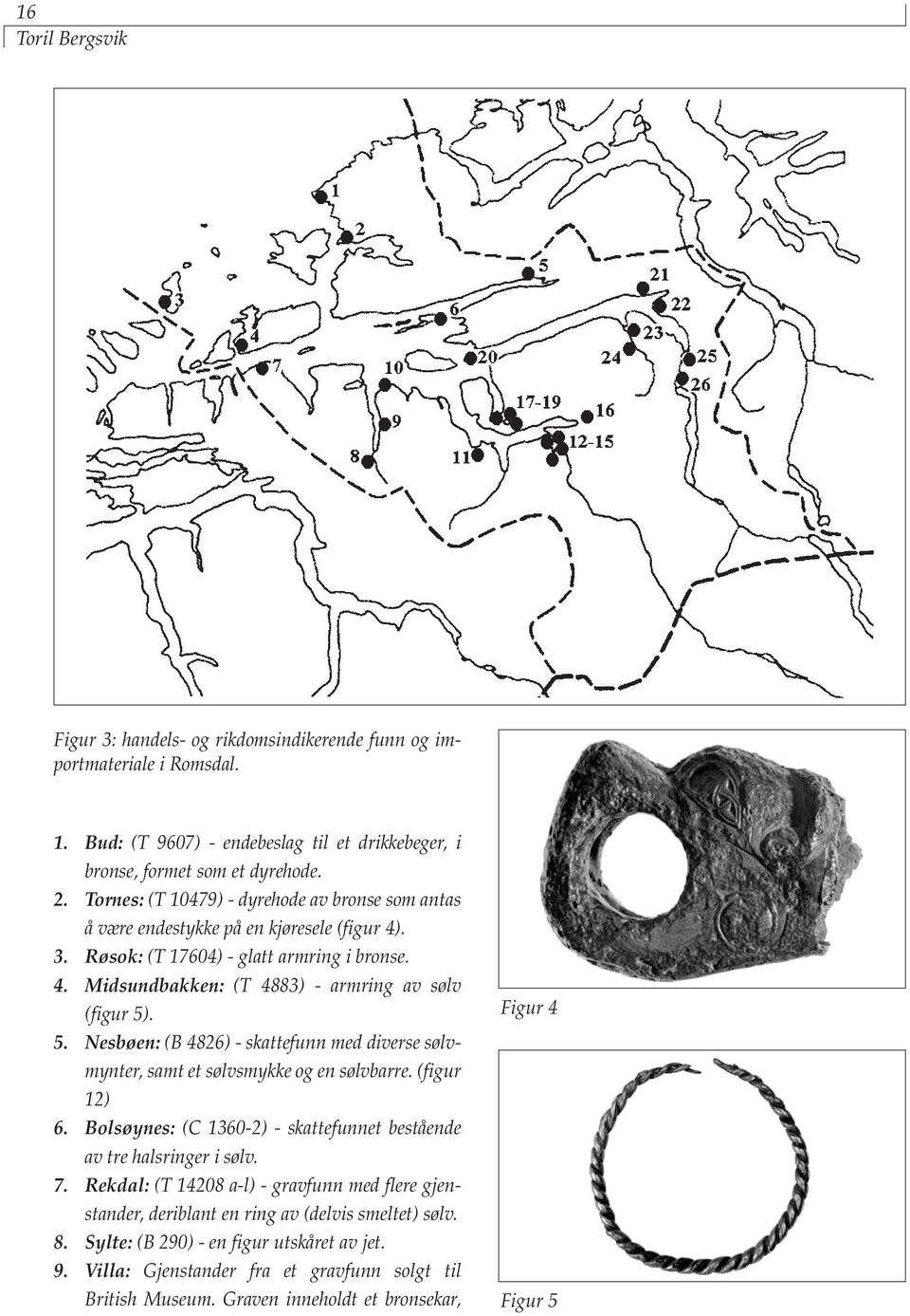 . 5. Nesbøen: (B 4826) - skattefunn med diverse sølvmynter, samt et sølvsmykke og en sølvbarre. (figur 12) 6. Bolsøynes: (C 1360-2) - skattefunnet bestående av tre halsringer i sølv. 7.