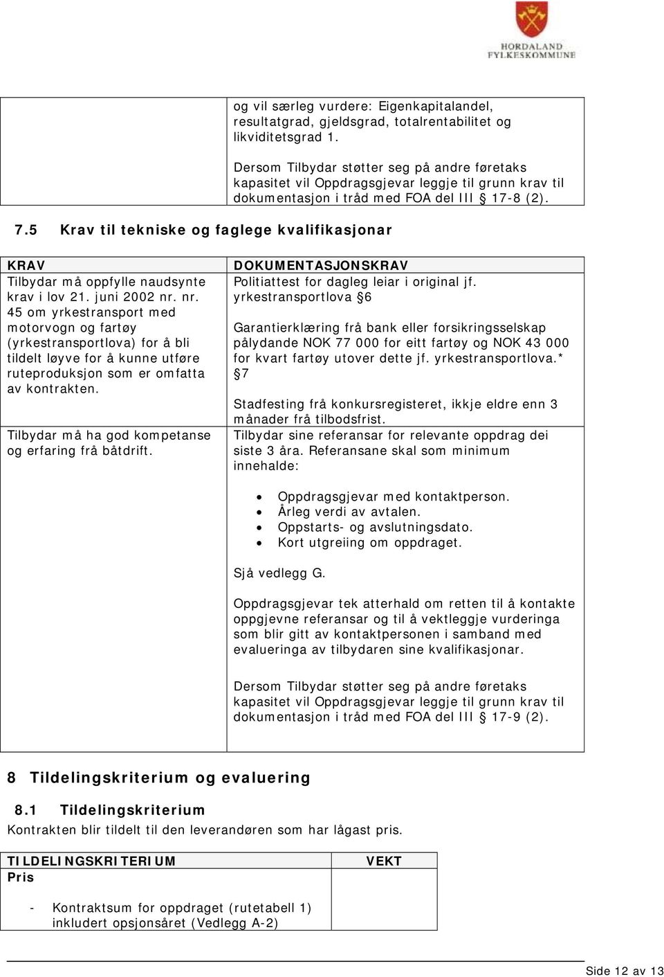 KRAV Tilbydar må oppfylle naudsynte krav i lov 21. juni 2002 nr.