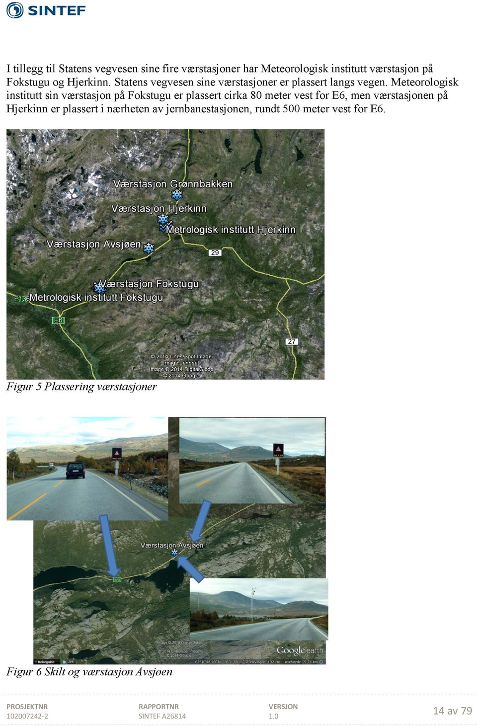 Meteorologisk institutt sin værstasjon på Fokstugu er plassert cirka 80 meter vest for E6, men værstasjonen på