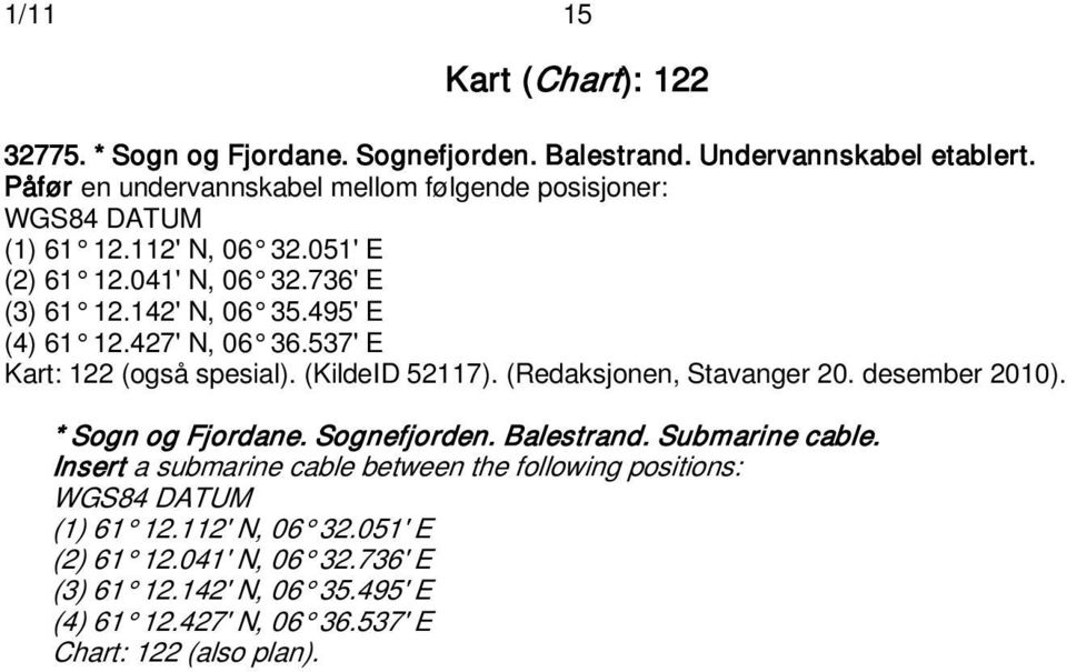 427' N, 06 36.537' E Kart: 122 (også spesial). (KildeID 52117). (Redaksjonen, Stavanger 20. desember 2010). * Sogn og Fjordane. Sognefjorden. Balestrand.