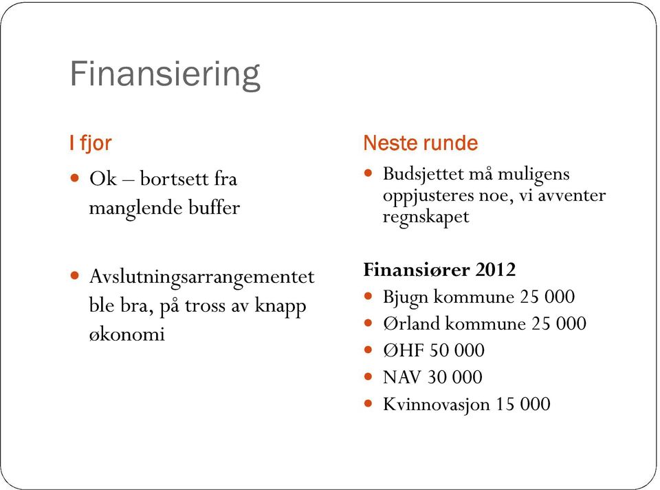 slutningsarrangementetfinansiører 2012 bl e bra, på tross a v knapp