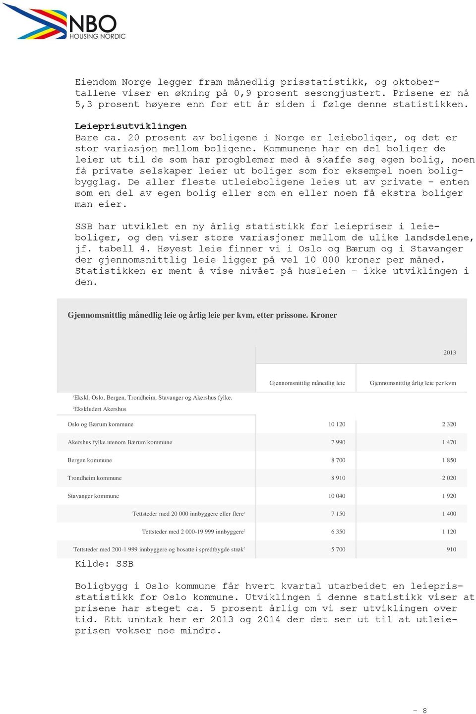 Kommuee har e del boliger de leier u il de som har progblemer med å skaffe seg ege bolig, oe få privae selskaper leier u boliger som for eksempel oe boligbygglag.