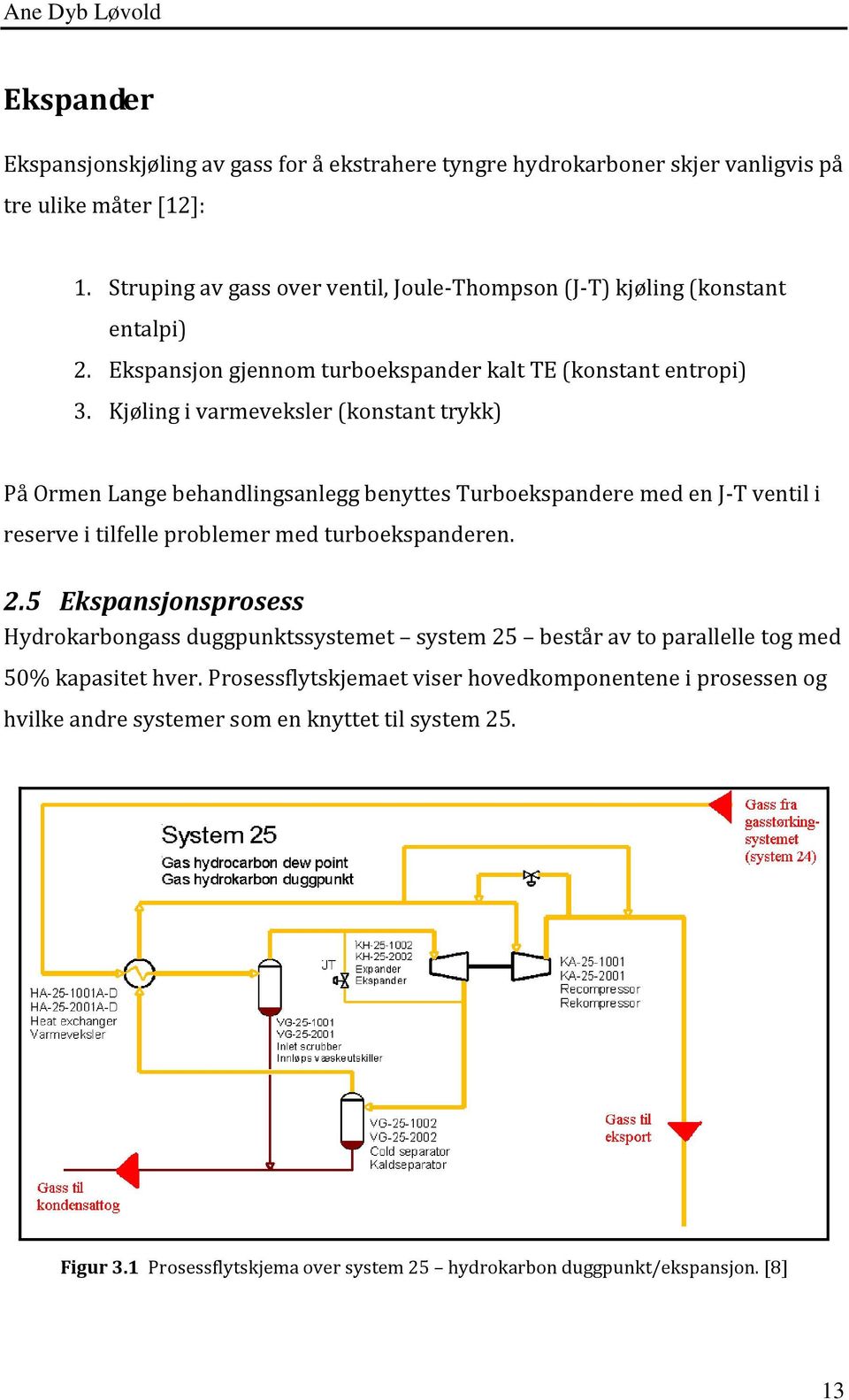 Kjøling i varmeveksler (konstant trykk) På Ormen Lange behandlingsanlegg benyttes Turboekspandere med en J-T ventil i reserve i tilfelle problemer med turboekspanderen. 2.