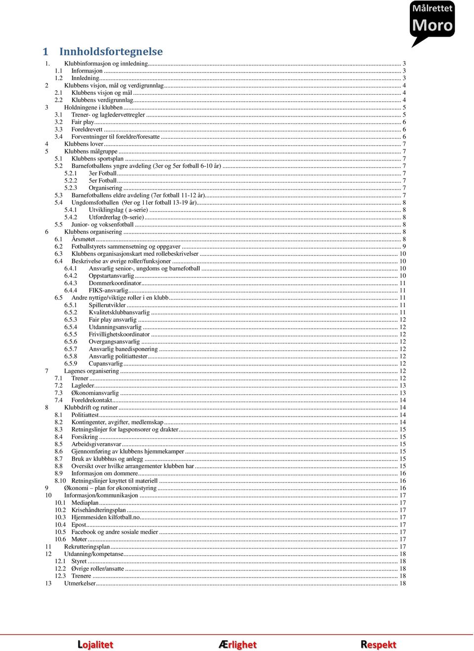 .. 7 5 Klubbens målgruppe... 7 5.1 Klubbens sportsplan... 7 5.2 Barnefotballens yngre avdeling (3er og 5er fotball 6-10 år)... 7 5.2.1 3er Fotball... 7 5.2.2 5er Fotball... 7 5.2.3 Organisering... 7 5.3 Barnefotballens eldre avdeling (7er fotball 11-12 år).