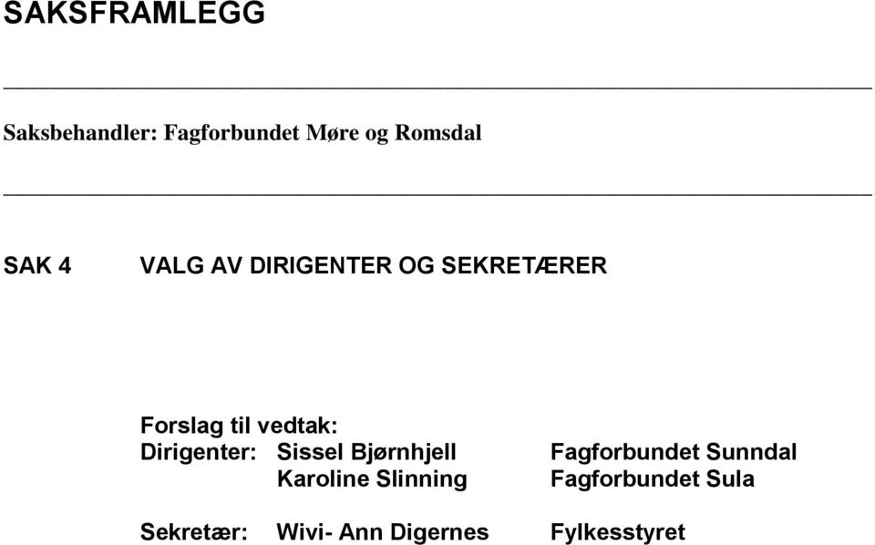 Dirigenter: Sissel Bjørnhjell Karoline Slinning Fagforbundet