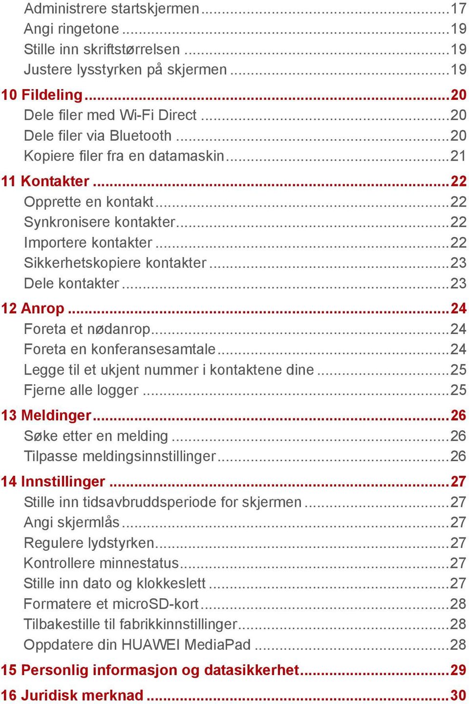 .. 22 Sikkerhetskopiere kontakter... 23 Dele kontakter... 23 12 Anrop... 24 Foreta et nødanrop... 24 Foreta en konferansesamtale... 24 Legge til et ukjent nummer i kontaktene dine.