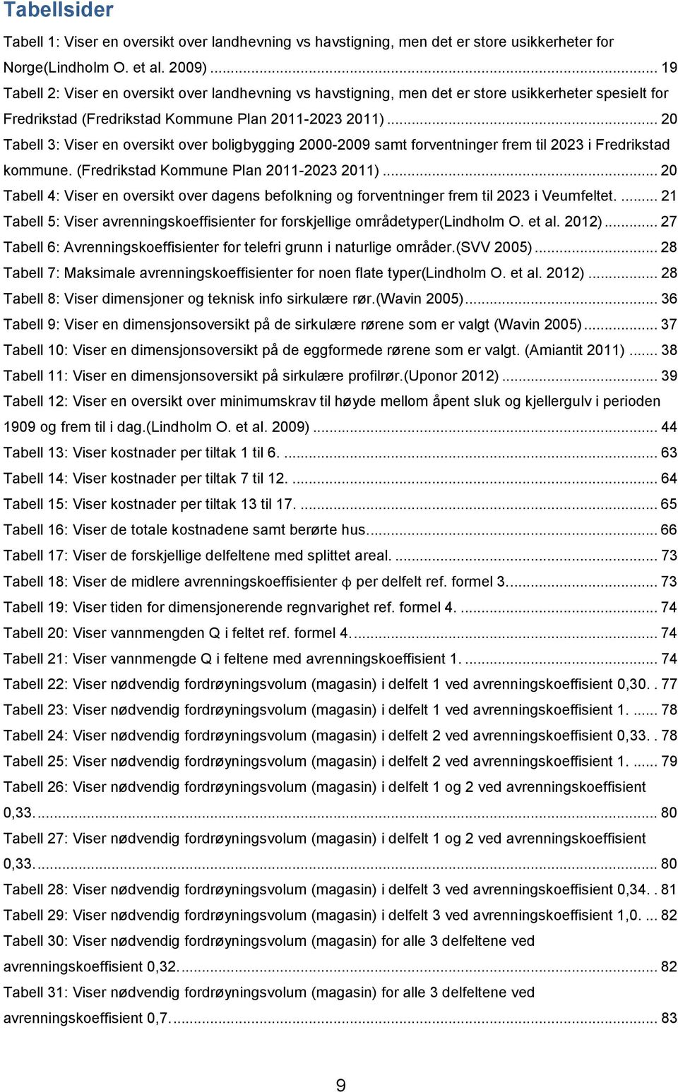 .. 20 Tabell 3: Viser en oversikt over boligbygging 2000-2009 samt forventninger frem til 2023 i Fredrikstad kommune. (Fredrikstad Kommune Plan 2011-2023 2011).