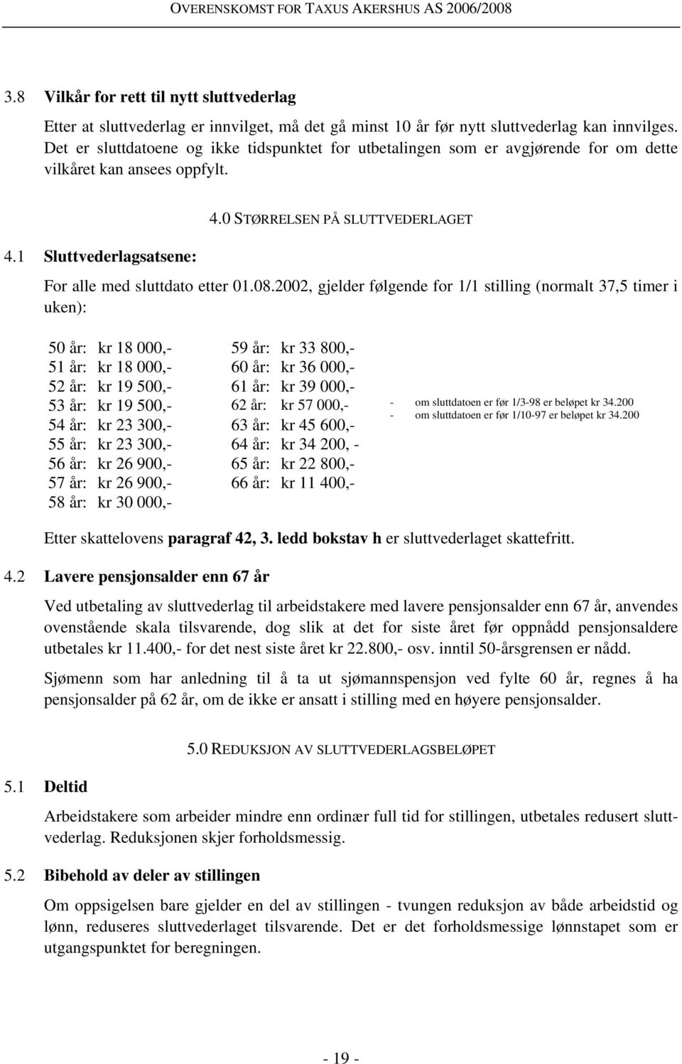 0 STØRRELSEN PÅ SLUTTVEDERLAGET For alle med sluttdato etter 01.08.