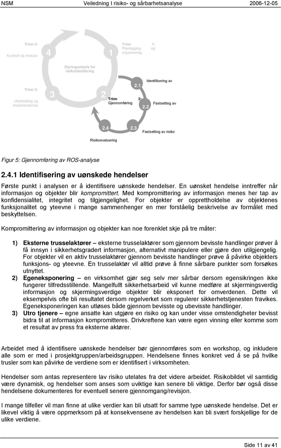 En uønsket hendelse inntreffer når informasjon og objekter blir kompromittert. Med kompromittering av informasjon menes her tap av konfidensialitet, integritet og tilgjengelighet.