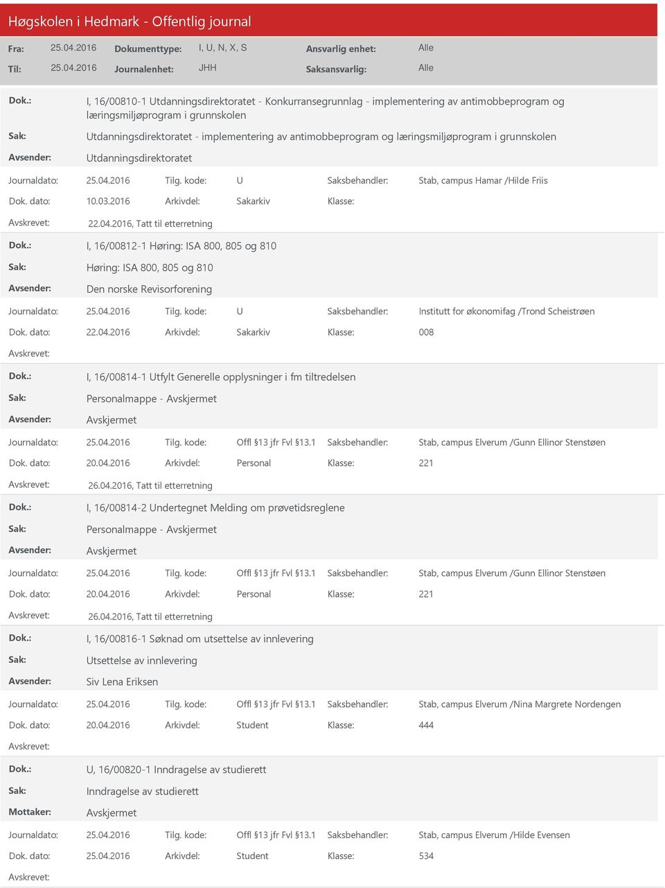 2016, Tatt til etterretning I, 16/00812-1 Høring: ISA 800, 805 og 810 Høring: ISA 800, 805 og 810 Den norske Revisorforening Institutt for økonomifag /Trond Scheistrøen Dok. dato: 22.04.