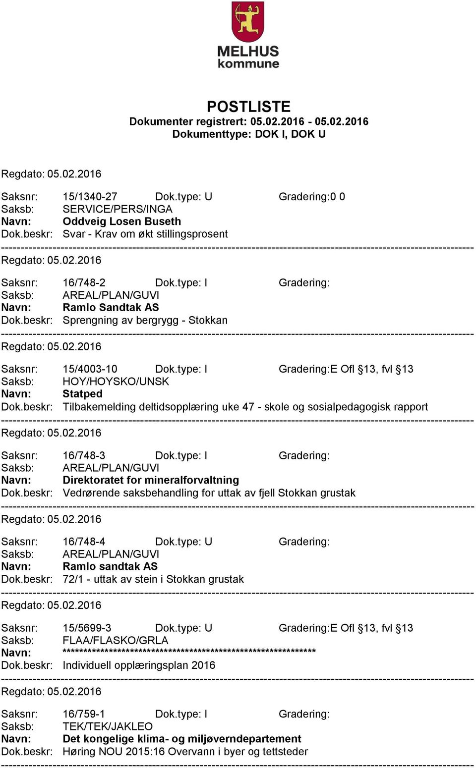 type: I Gradering:E Ofl 13, fvl 13 Saksb: HOY/HOYSKO/UNSK Navn: Statped Dok.beskr: Tilbakemelding deltidsopplæring uke 47 - skole og sosialpedagogisk rapport Saksnr: 16/748-3 Dok.