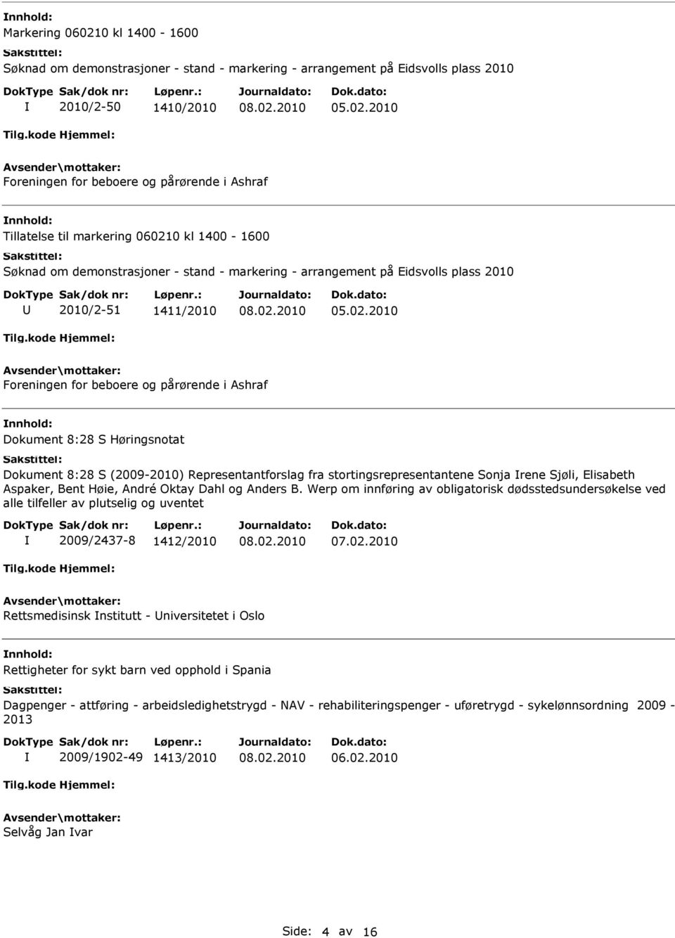 Høringsnotat Dokument 8:28 S (2009-2010) Representantforslag fra stortingsrepresentantene Sonja rene Sjøli, Elisabeth Aspaker, Bent Høie, André Oktay Dahl og Anders B.