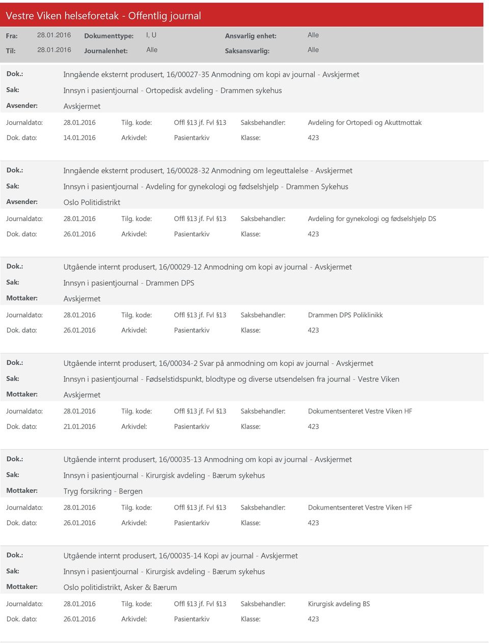 Politidistrikt Avdeling for gynekologi og fødselshjelp DS Dok. dato: 26.01.