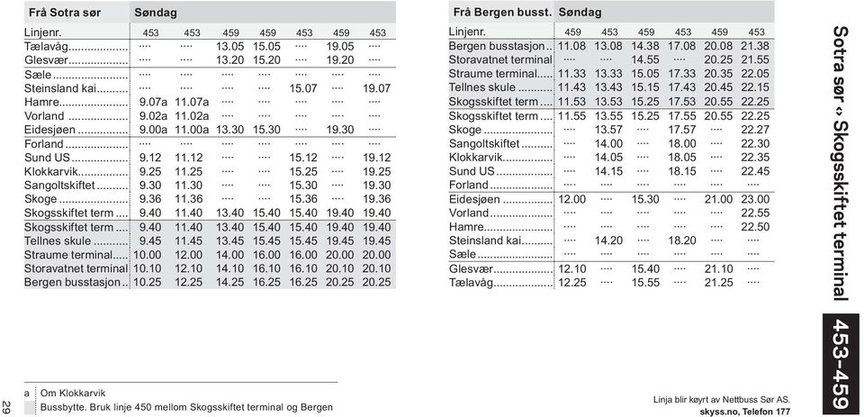 36 Skogsskiftet term... 9.40 11.40 13.40 15.40 15.40 19.40 19.40 Skogsskiftet term... 9.40 11.40 13.40 15.40 15.40 19.40 19.40 Tellnes skule... 9.45 11.45 13.45 15.45 15.45 19.45 19.45 Straume terminal.