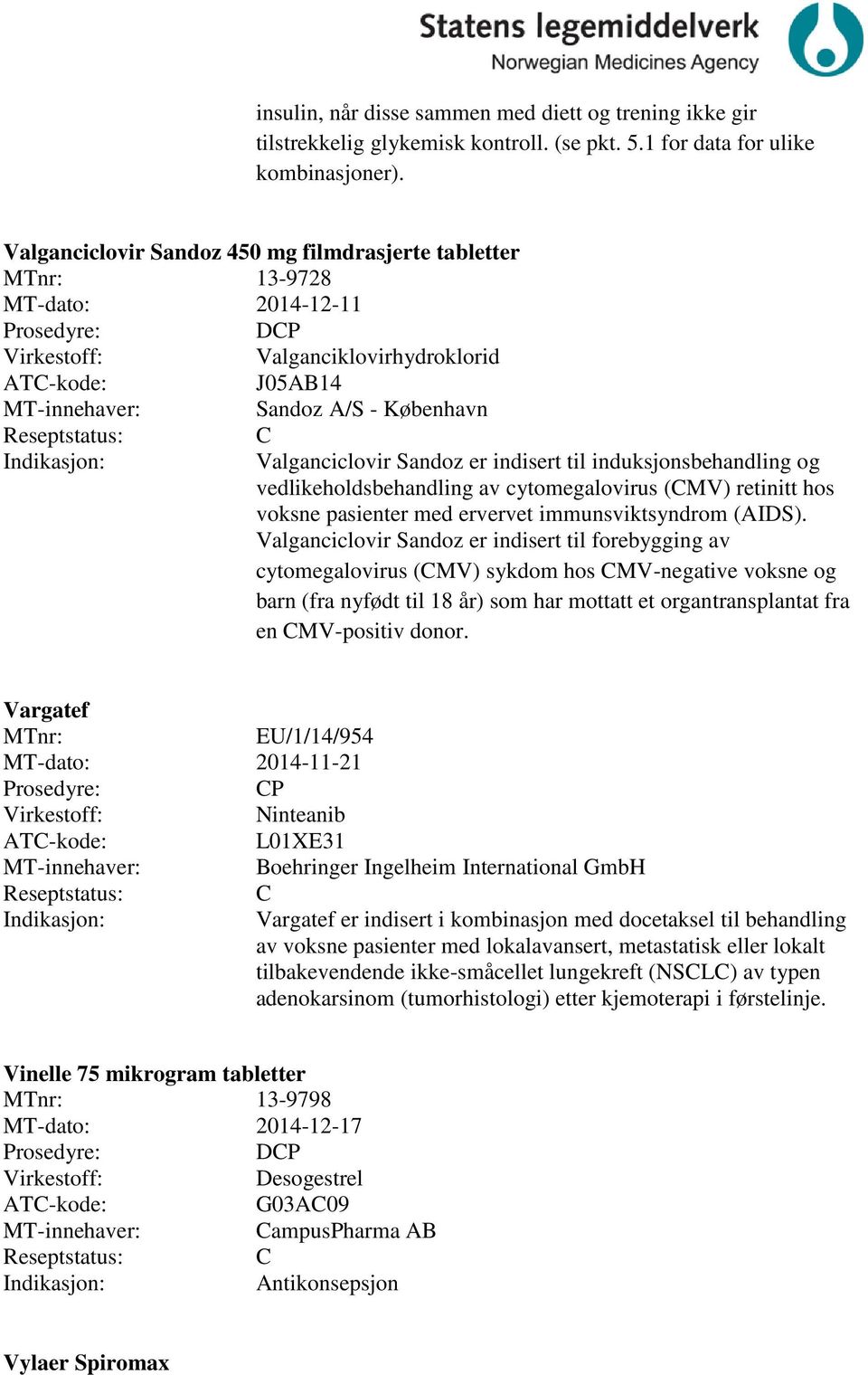 og vedlikeholdsbehandling av cytomegalovirus (MV) retinitt hos voksne pasienter med ervervet immunsviktsyndrom (AIDS).