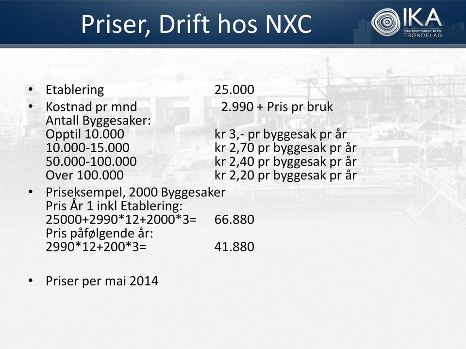 000 kr 2,70 pr byggesak pr år 50.000-100.000 kr 2,40 pr byggesak pr år Over 100.