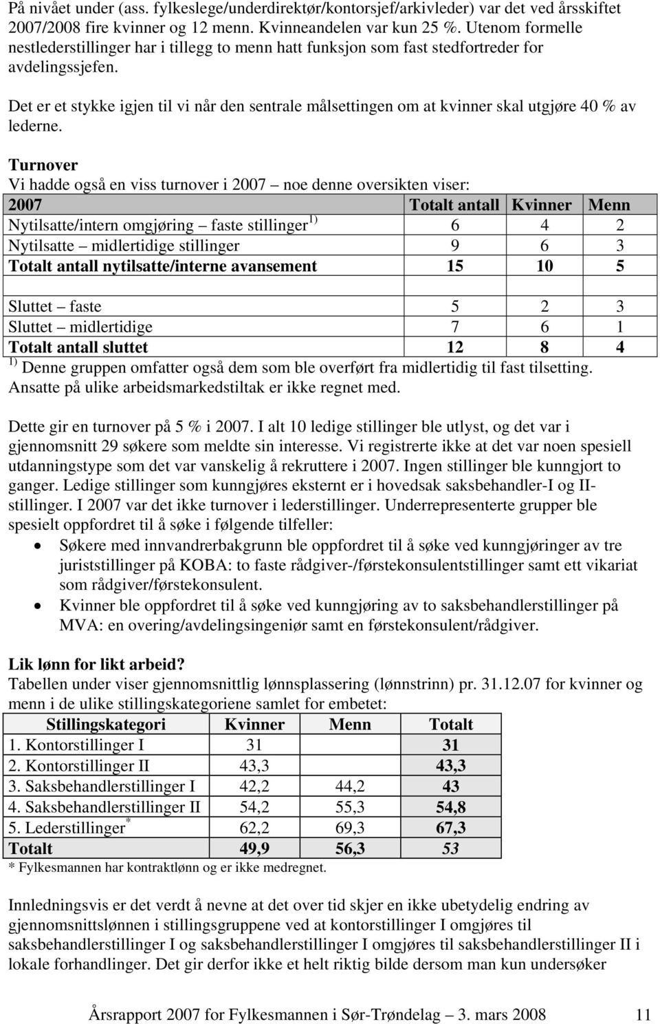 Det er et stykke igjen til vi når den sentrale målsettingen om at kvinner skal utgjøre 40 % av lederne.