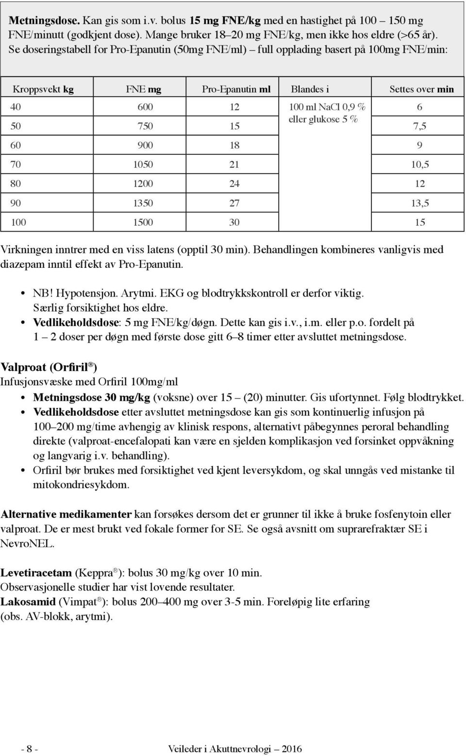 glukose 5 % 7,5 60 900 18 9 70 1050 21 10,5 80 1200 24 12 90 1350 27 13,5 100 1500 30 15 Virkningen inntrer med en viss latens (opptil 30 min).