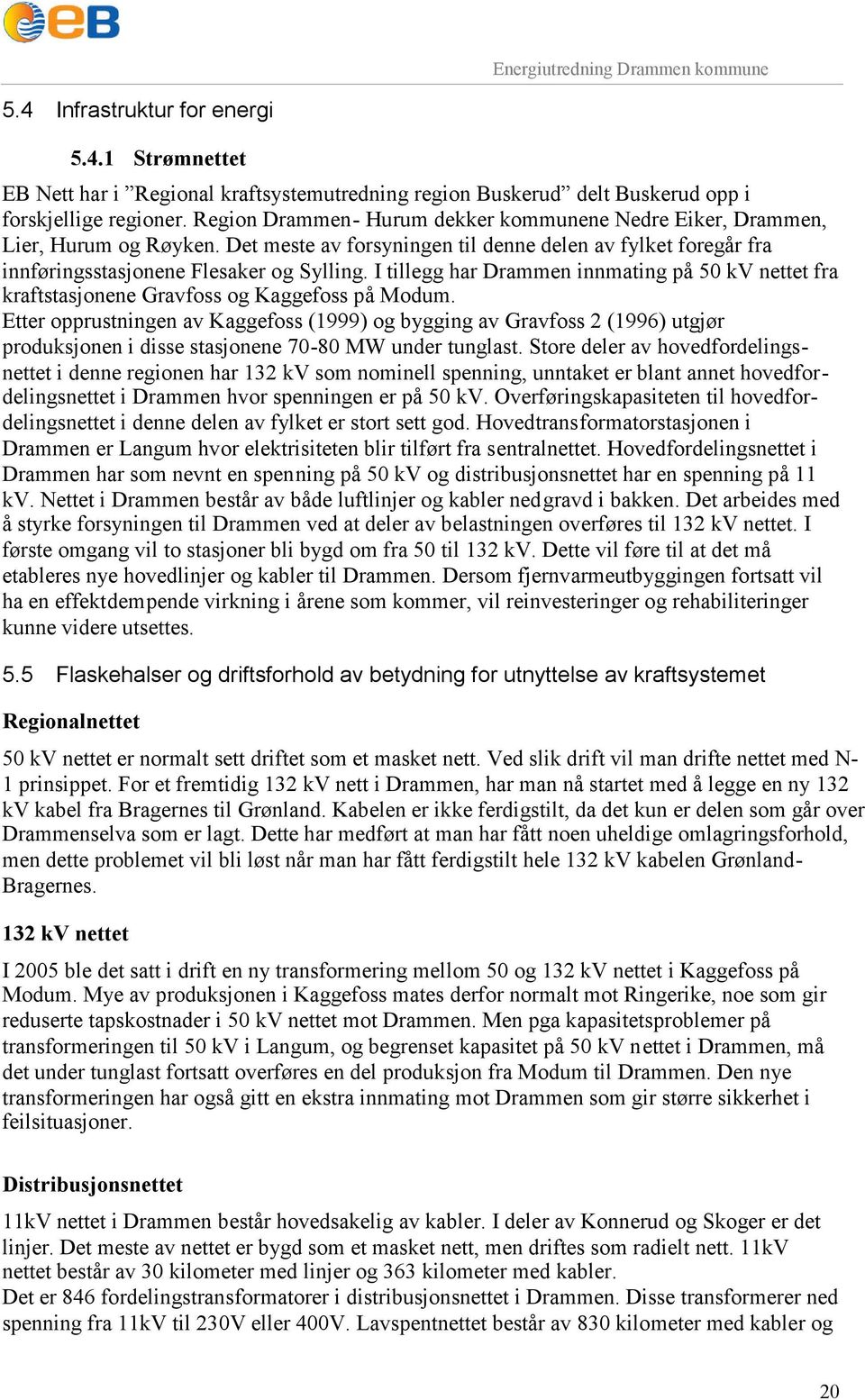 I tillegg har Drammen innmating på 50 kv nettet fra kraftstasjonene Gravfoss og Kaggefoss på Modum.