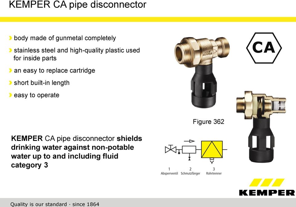 built-in length easy to operate Figure 362 KEMPER CA pipe disconnector shields drinking