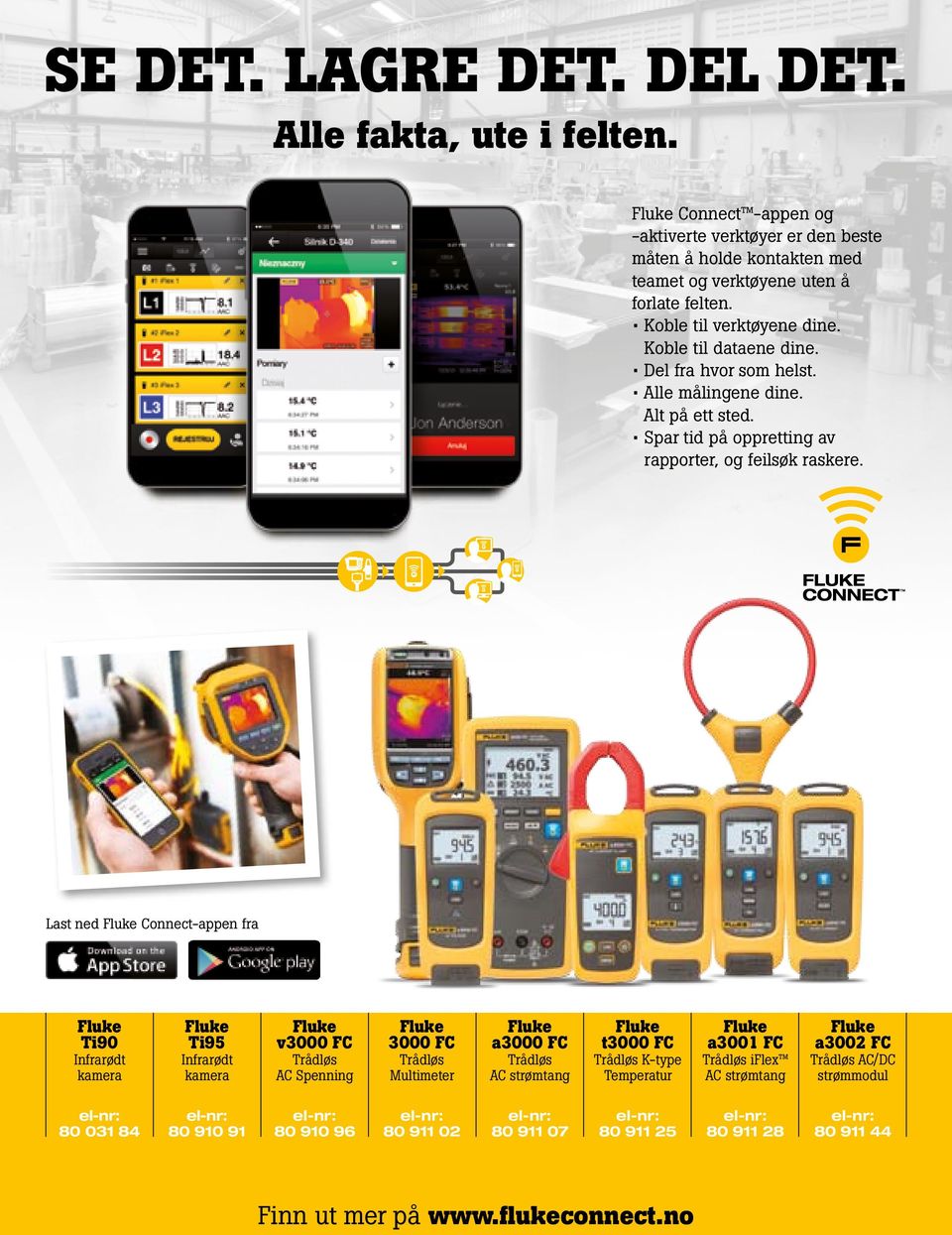 Last ned Connectappen fra Ti90 Infrarødt kamera Ti95 Infrarødt kamera v3000 FC Trådløs Spenning 3000 FC Trådløs Multimeter a3000 FC Trådløs strømtang t3000 FC Trådløs Ktype Temperatur a3001