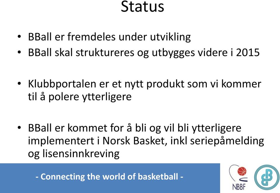 ytterligere BBall er kommet for å bli og vil bli ytterligere implementert i