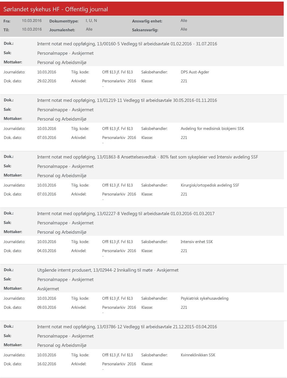 Vedlegg til arbeidsavtale 30.05.201601.11.2016 Personalmappe Avdeling for medisinsk biokjemi SSK Dok. dato: 07.03.