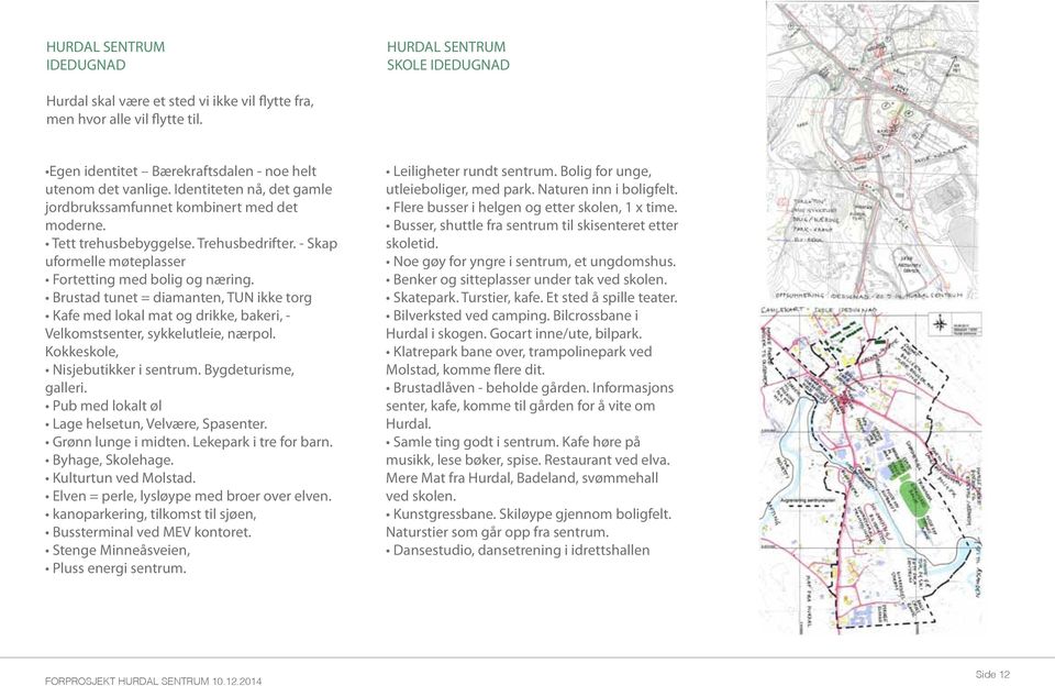 Brustad tunet = diamanten, TUN ikke torg Kafe med lokal mat og drikke, bakeri, - Velkomstsenter, sykkelutleie, nærpol. Kokkeskole, Nisjebutikker i sentrum. Bygdeturisme, galleri.