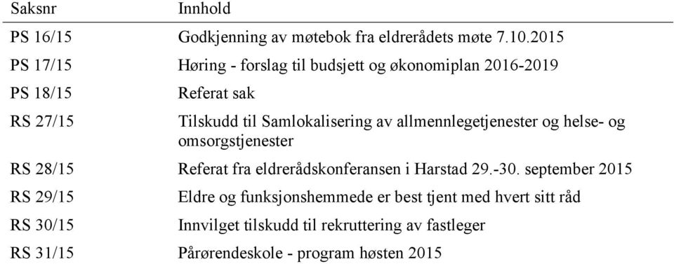 Samlokalisering av allmennlegetjenester og helse- og omsorgstjenester RS 28/15 Referat fra eldrerådskonferansen i Harstad 29.