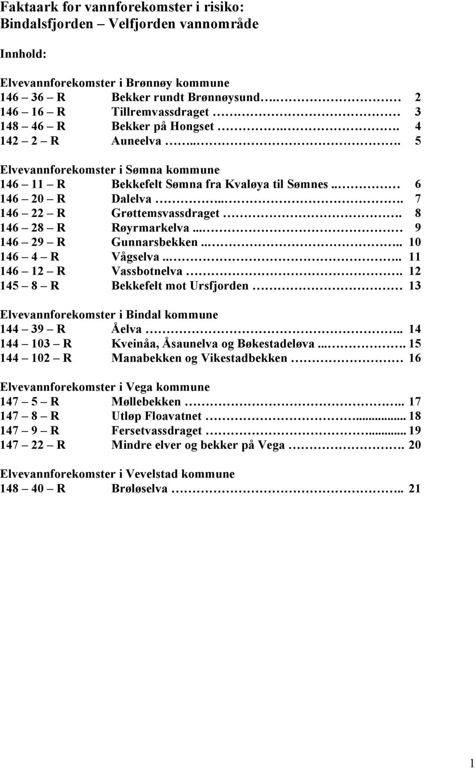 .. 7 146 22 R Grøttemsvassdraget. 8 146 28 R Røyrmarkelva... 9 146 29 R Gunnarsbekken.... 10 146 4 R Vågselva.... 11 146 12 R Vassbotnelva.