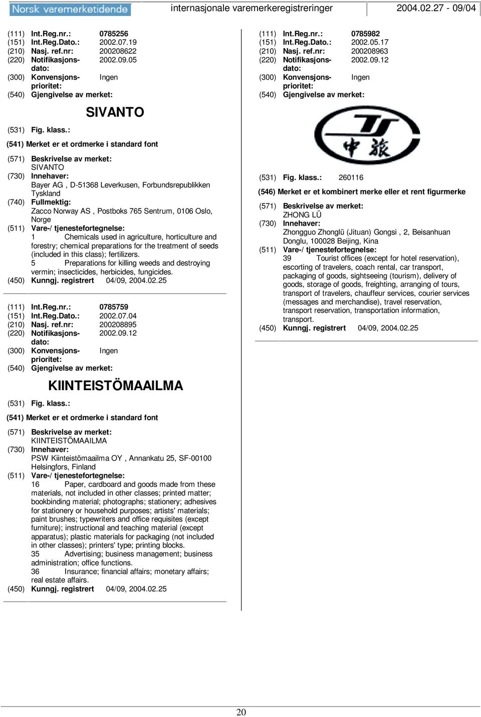 and forestry; chemical preparations for the treatment of seeds (included in this class); fertilizers. 5 Preparations for killing weeds and destroying vermin; insecticides, herbicides, fungicides.