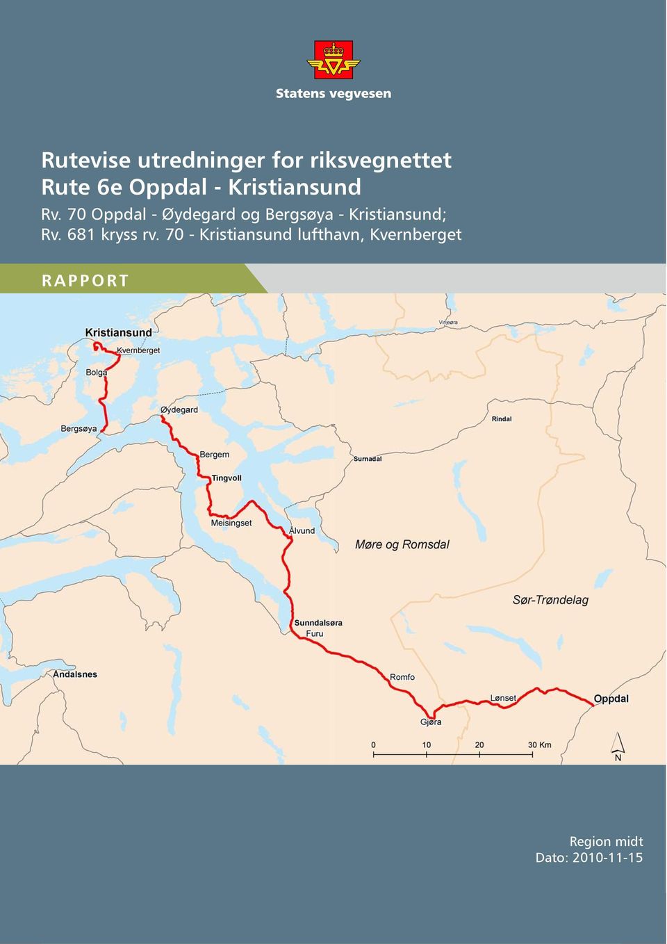 70 Oppdal tittel - Øydegard eller undertittel og Bergsøya - Kristiansund; linje