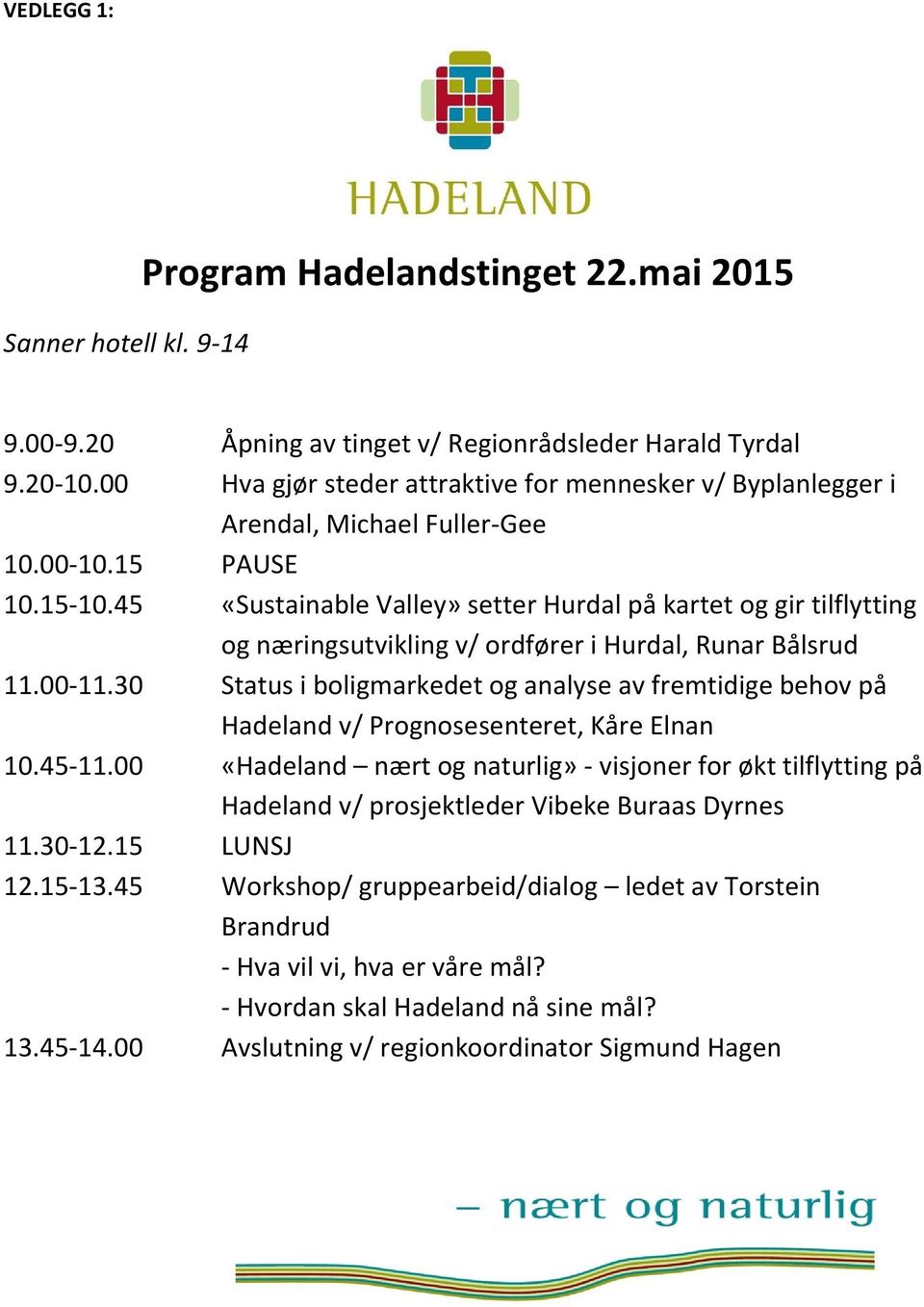 45 «Sustainable Valley» setter Hurdal på kartet og gir tilflytting og næringsutvikling v/ ordfører i Hurdal, Runar Bålsrud 11.00-11.