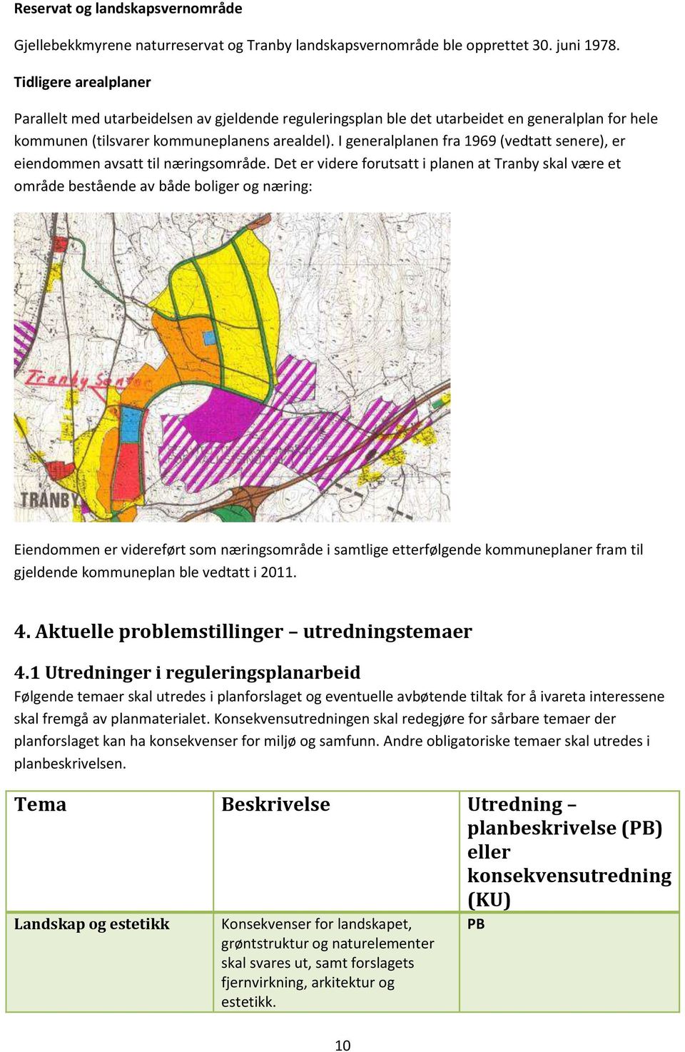 I generalplanen fra 1969 (vedtatt senere), er eiendommen avsatt til næringsområde.