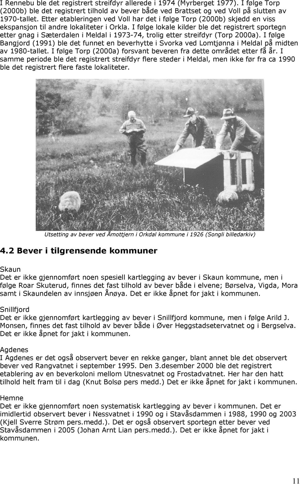 I følge lokale kilder ble det registrert sportegn etter gnag i Sæterdalen i Meldal i 1973-74, trolig etter streifdyr (Torp 2000a).
