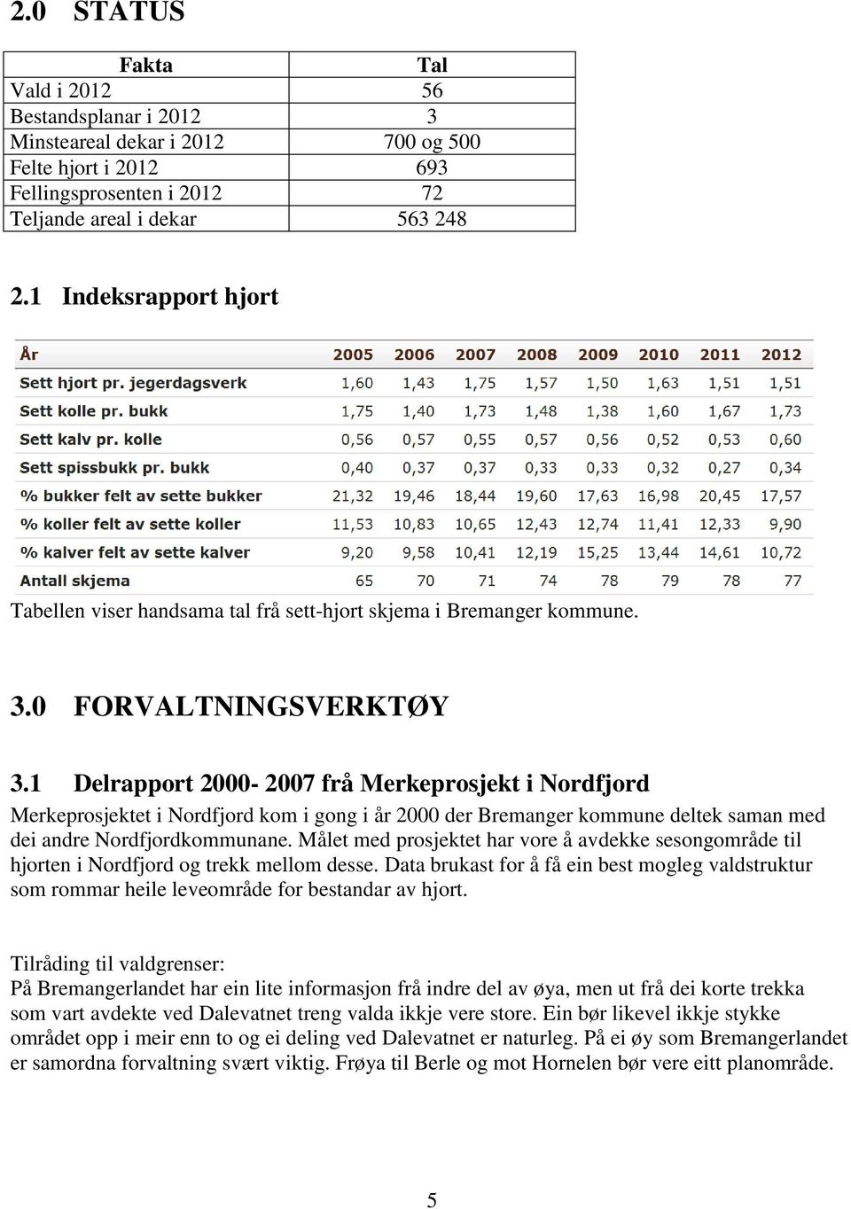 1 Delrapport 2000-2007 frå Merkeprosjekt i Nordfjord Merkeprosjektet i Nordfjord kom i gong i år 2000 der Bremanger kommune deltek saman med dei andre Nordfjordkommunane.