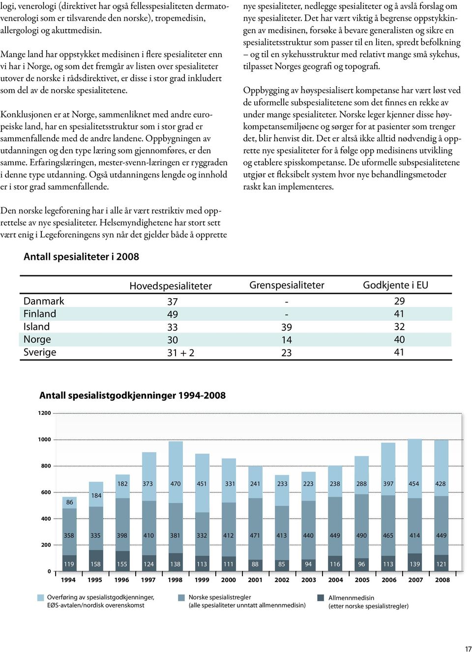 av de norske spesialitetene. Konklusjonen er at Norge, sammenliknet med andre europeiske land, har en spesialitetsstruktur som i stor grad er sammenfallende med de andre landene.