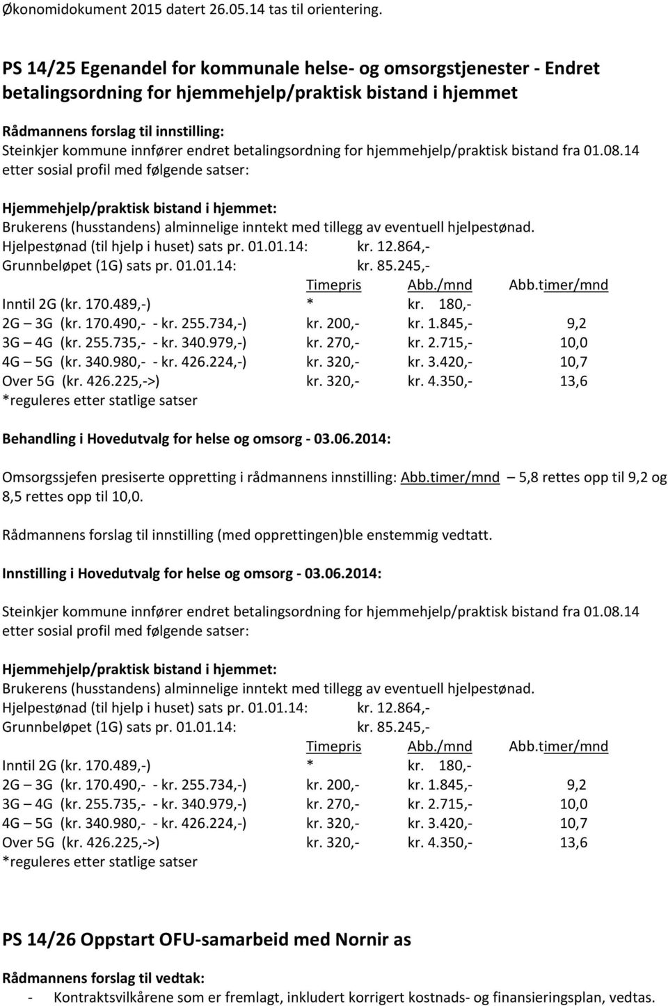 betalingsordning for hjemmehjelp/praktisk bistand fra 01.08.