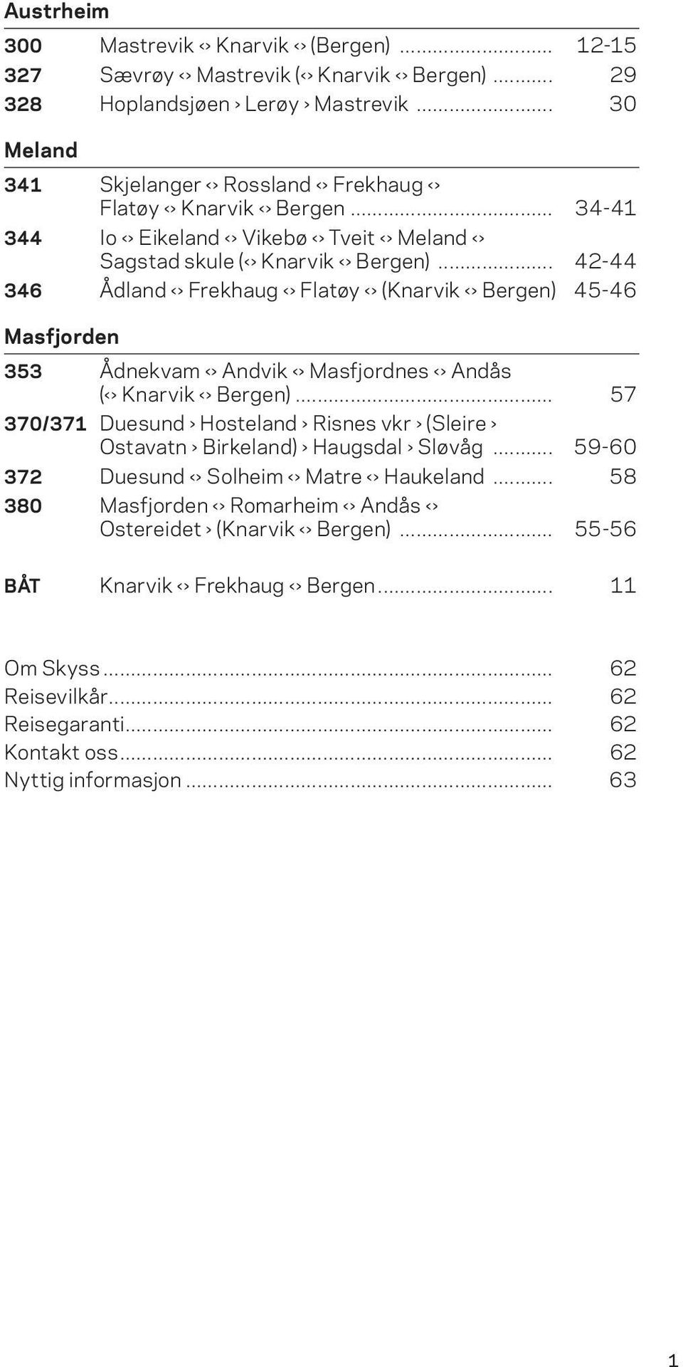 .. 42-44 346 Ådland Frekhaug Flatøy (Knarvik Bergen) 45-46 Masfjorden 353 Ådnekvam Andvik Masfjordnes Andås ( Knarvik Bergen).