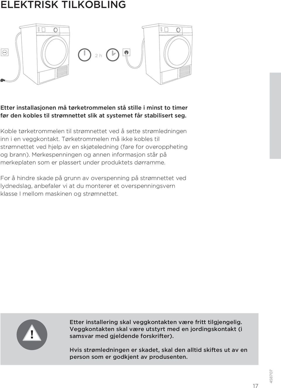 Merkespenningen og annen informasjon står på merkeplaten som er plassert under produktets dørramme.