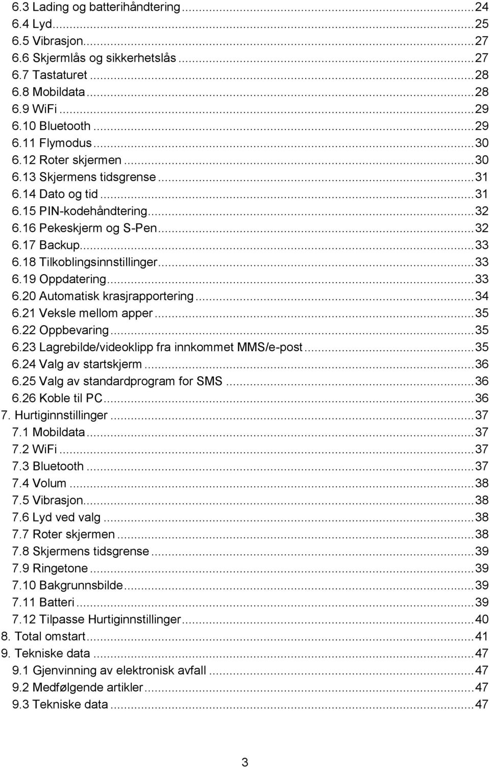 .. 33 6.19 Oppdatering... 33 6.20 Automatisk krasjrapportering... 34 6.21 Veksle mellom apper... 35 6.22 Oppbevaring... 35 6.23 Lagrebilde/videoklipp fra innkommet MMS/e-post... 35 6.24 Valg av startskjerm.